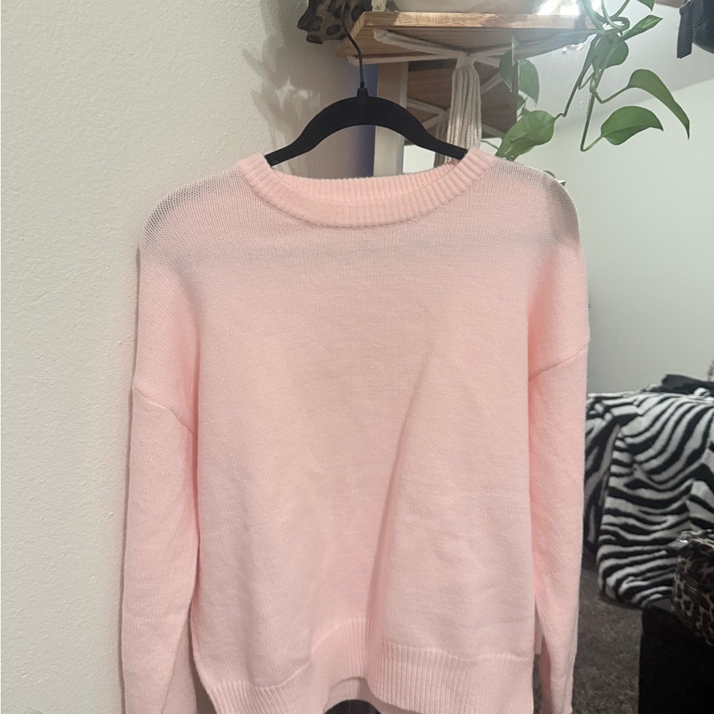 SHEIN Pastel Pink Crewneck Sweater